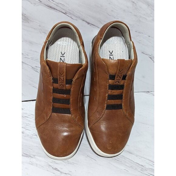 Kizik Men's Tan Boston Date Leather Slip On Hands Free Casual Sneaker Shoe Size